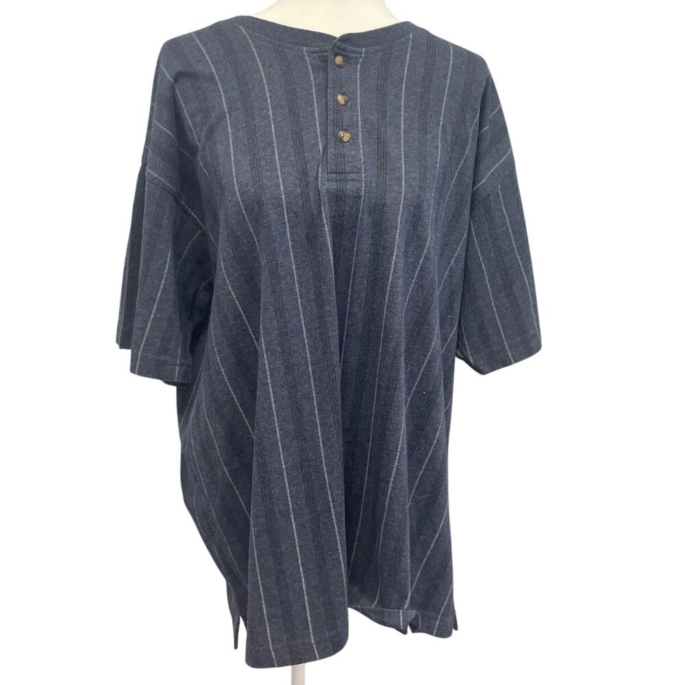 Basic Equipment Mens 2X PolyCotton Striped Short Sleeve Henley Shirt